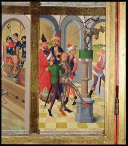 St. Victor of Marseilles knocking down the pagan idol, from the High Altar of St. Nicholas Church (detail)