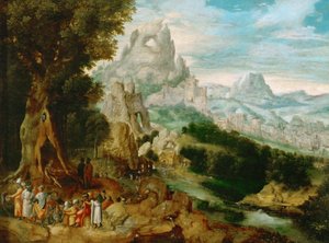 Landscape with Saint John the Baptist Preaching by Herri met de (c.1510 p.1550) Bles