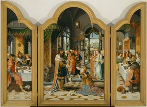 The Story of David and Bathsheba, Triptych by Herri met de (c.1510 p.1550) Bles