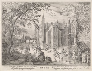 Activities on the Ice Before Zuylen Castle by Hessel Gerritsz