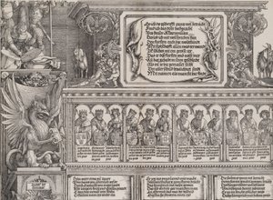 The Upper Section of the Right Portal, with the Inscription on a Stag Skin, a Frieze by Hieronymus Andreae