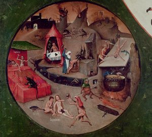 Tabletop of the Seven Deadly Sins and the Four Last Things, detail of Hell, c.1480 by Hieronymus Bosch