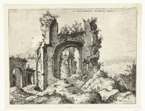 First View of the Baths of Caracalla (Roman Ruins) by Hieronymus Cock