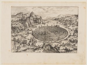 The Cretan Labyrinth, from Landscapes with Biblical and Mythological Scenes by Hieronymus Cock