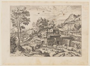 The Flight into Egypt, from Landscapes with Biblical and Mythological Scenes by Hieronymus Cock