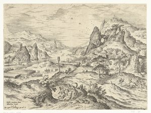 Venus Mourns the Death of Adonis, Landscapes with Biblical and Mythological Scenes (series title) by Hieronymus Cock