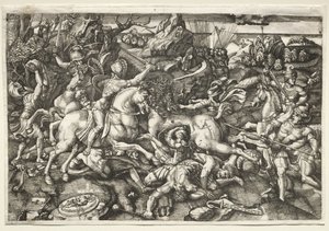 Combat between Horsemen by Hieronymus Hopfer