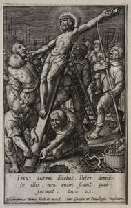 The Passion: The Raising of the Cross by Hieronymus Wierix