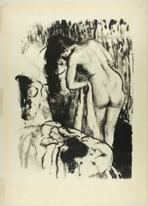 Nude Woman Standing, Drying Herself