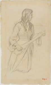 Young Woman Playing a Mandolin, Study for Portrait of Mlle. Fiocre in the Ballet "La Source"