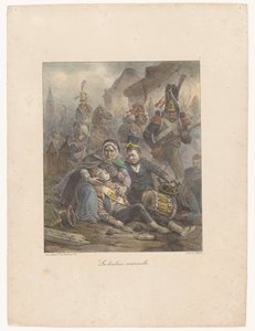 Mother Mourning at the Battlefield for Her Fatally Wounded Son (Lithographic Sketches)