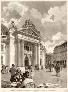The Stock Exchange in Paris in 1889. Drawing by M. Berteault by Hippolyte Berteaux