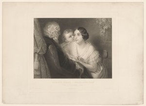 Filial Love. After Cl. M. Dubufe, with Address of Goupil by Hippolyte Louis Garnier