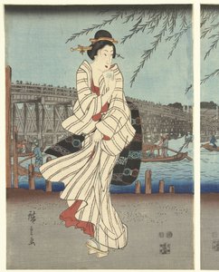 Famous Places in the Eastern Capital: Enjoying an Evening Breeze at the Ryogoku Bridge
