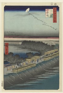 View of the Nihondijk at Yoshiwara by Hiroshige (I) , Utagawa