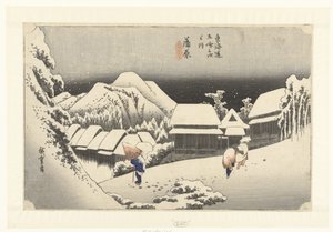 Kanbara, Evening Snow (The 53 Stations of the Tokaido) by Hiroshige (I) , Utagawa