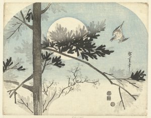 Cuckoo and Pine Tree by Hiroshige (I) , Utagawa