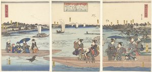 Ferries on the Sumida River, Famous Views of the Eastern Capital by Hiroshige (I) , Utagawa
