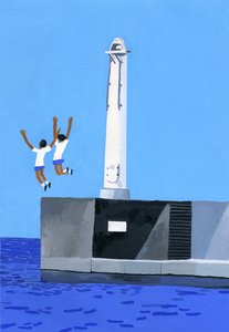 A Girl Jumping at the Embankment