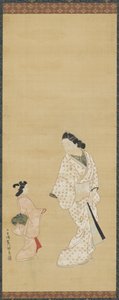 Yujo and a girl, 1688-1697 by Hishikawa Morofusa