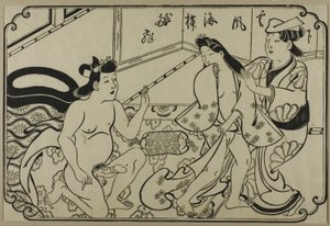 A sheet from a shunga album by Hishikawa Moronobu