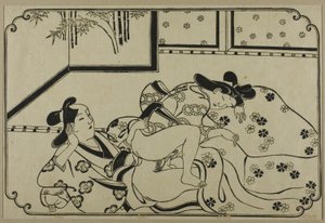 A sheet from a shunga album by Hishikawa Moronobu