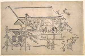 Flower-Viewing Scene by Hishikawa Moronobu