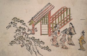 Near the New Yoshiwara Gate by Hishikawa Moronobu