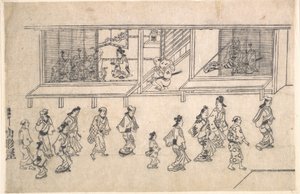 Street Scene in the Yoshiwara by Hishikawa Moronobu