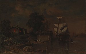 Ships in the Moonlight by Hjalmar Munsterhjelm