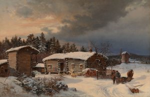 Winter Landscape with Farmhouse in Häme by Hjalmar Munsterhjelm
