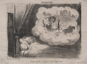Actualities (No. 238): Dreaming that she had won many bars of gold by Honoré Daumier