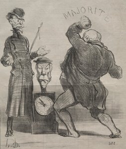 Actualities plate 183: Trying ones strength by Honoré Daumier