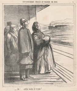Ah! Finally, Here Comes the Train!... by Honoré Daumier