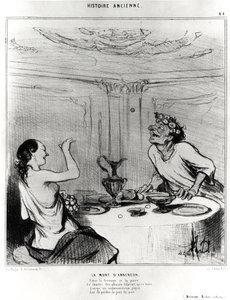 Ancient History: The Death of Anacreon, Caricature to Illustrate an Excerpt from the Badine Works of Jacques-Benigne Bossuet by Honoré Daumier