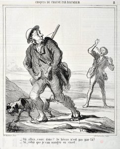 Artwork by Honore Daumier Charivari dates from 1864: Serie Sketch de Chasse 