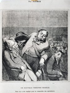 Artwork by Honore Daumier (1808-1879). Charivari dates from 1864: Serie Sketches Taken at the Theatre A new theatre model. Nothing has been neglected for the convenience of the spectators MUSEE DES BEAUX ARTS - PALAIS LONGCHAMP, MARSEILLE by Honoré Daumier