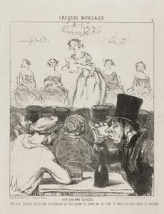 At the Champs-Elysées, It Has Never Been Quite Clear Whether the Music Makes the Beer Go Down, or the Beer That Makes You Swallow the Music, Plate 3 from Croquis Musicaux, 1852 by Honoré Daumier