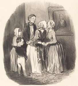 To the New Year, Visit... to Aunt Rabourdin by Honoré Daumier