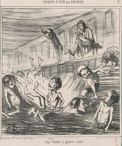 At the Baths for Four Sous by Honoré Daumier