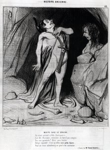 Cartoon by Honore Daumier on Oedipus and the Sphinx, in Charivari, December 12 by Honoré Daumier
