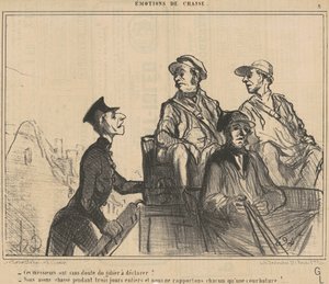 Do these gentlemen have any game to declare? ... by Honoré Daumier