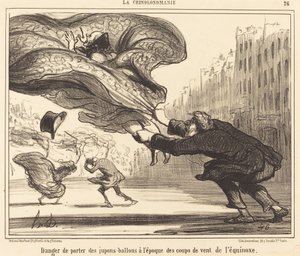 Danger of Wearing Balloon Skirts... by Honoré Daumier
