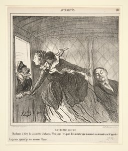 On the Train: Madame Pulled the Bell by Honoré Daumier