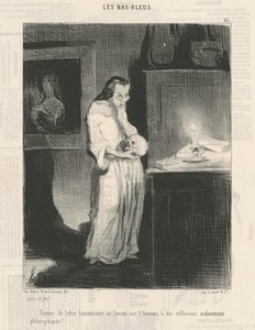 Humanitarian Woman of Letters Indulging in Man by Honoré Daumier