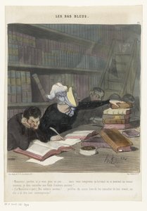 Figures Behind a Reading Table in a Public Library (Les Bas Bleus) by Honoré Daumier