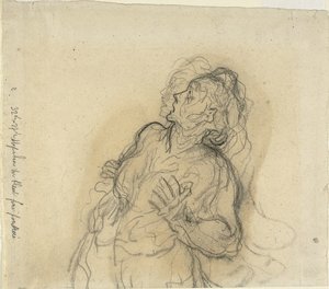 Frightened Woman by Honoré Daumier