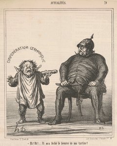 Hi! hi! ... He licked the butter off my toast by Honoré Daumier