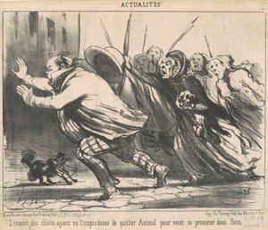 The enemy of dogs having had the imprudence ... by Honoré Daumier