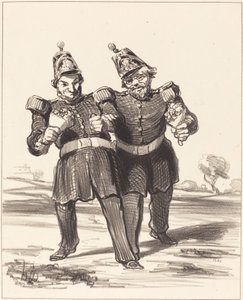 The Two Joyful Banqueters by Honoré Daumier